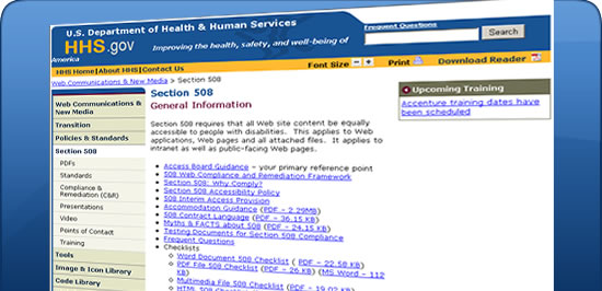 HHS Website Screen Shot