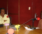 West/Central Africa Marketing Officer Joyce Ngoh on the air during an Africa affiliate visit