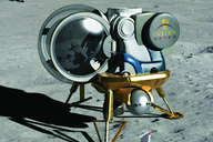 A Golden Spike Company moon lander on the lunar surface.