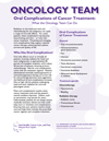 Oral Complications of Cancer Treatment: What the Oncology Team Can Do
