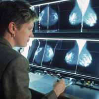 a woman taking notes in front of x-ray slides