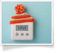This is an image of a thermostat with the word Save on the screen