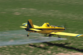 Airplane spraying pesticides
