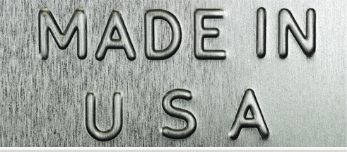 'Made in the USA' is raised lettering on a silver background.