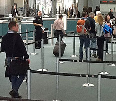 Passengers at Newark (N.J.) Liberty International Airport.