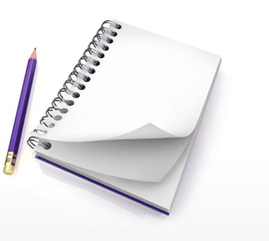 Image of a pencil and notepad