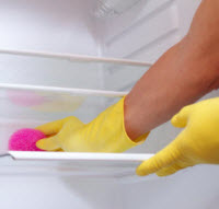 Clean-up using rubber gloves