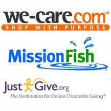 Images of We-Care.com, MissionFish, and Just Give logos.