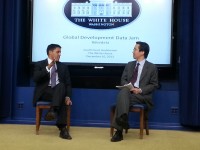 Administrator Shah and CTO Park discuss open data's impact in development. Photo Credit: USAID.