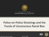 Still image linking to the recorded seminar Police-on-Police Shootings and the Puzzle of Unconscious Racial Bias, uses Adobe Presenter