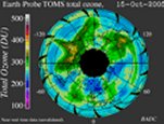 NASA's Total Ozone Mapping Spectrometer (TOMS) instruments provide global measurements of total column ozone on a daily basis.