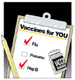 Clipboard with checklist of vaccines