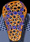 Hexagonal lattice of HIV-1 CA (gold) serves as a template for assembly of a hexagonal lattice of the restriction factor TRIM5a (blue). Credit: CHEETAH