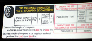 photo - tire pressure label