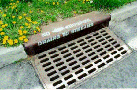 Storm Drain with No Dumping - Drains to Streams Stencil