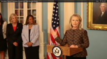 Secretary of State Hillary Rodham Clinton met with ESPN President John Skipper to make an announcement regarding international efforts to empower women and girls through sports