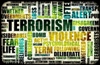 Collage of words associated with terrorism