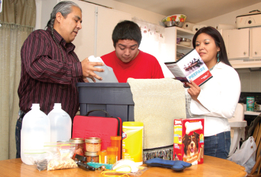 Native American Family Picking items for their Emergency Supply Kit