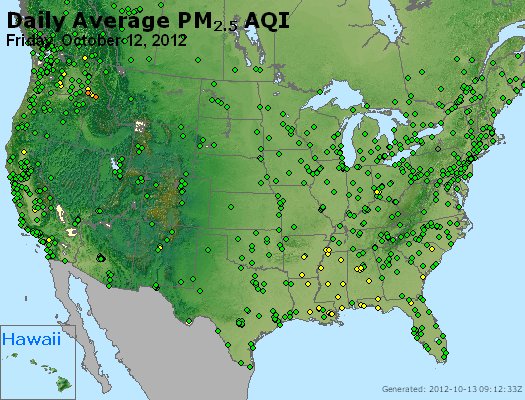 Yesterday's Daily Average PM2.5 AQI