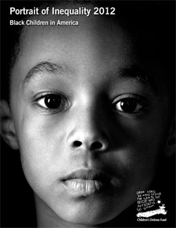 Cover of report, showing the face of a young African American child.