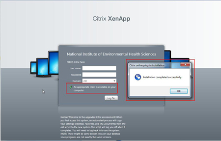 Citrix XenApp "Install completed sucessfully" window