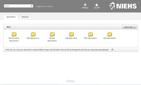 Citrix application folder view