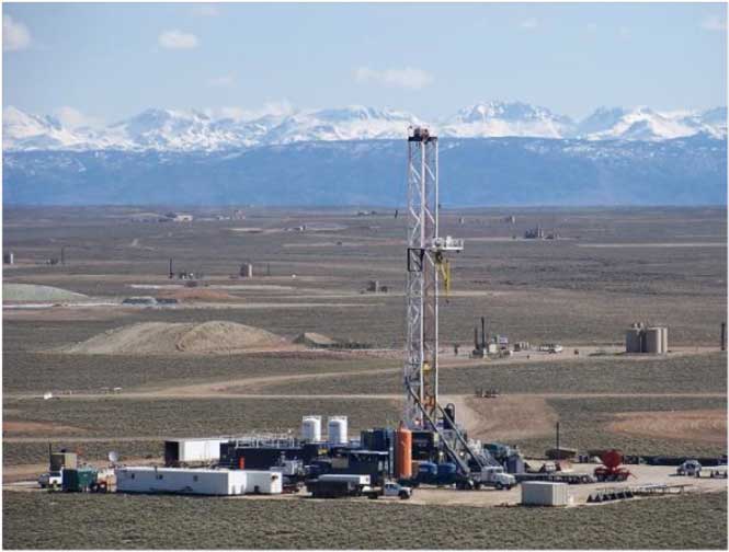 Well pad in Jonah natural gas field.  Photo by Caleb Mitchell