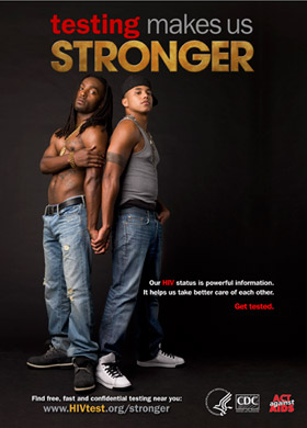 Poster of African American male couple standing back-to-back and holding hands