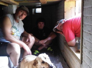 The Rilling Family in their shelter