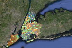 The NYC Solar Map allows users to estimate the solar energy potential for every building in New York City’s five boroughs. 