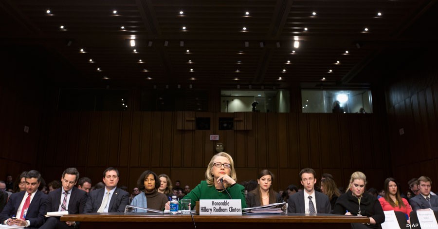 Secretary of State Hillary Rodham Clinton testifies on Capitol Hill in Washington, Jan. 23, 2013, before the Senate Foreign Relations Committee hearing on the deadly September attack on the U.S. diplomatic mission in Benghazi, Libya. [AP Photo]