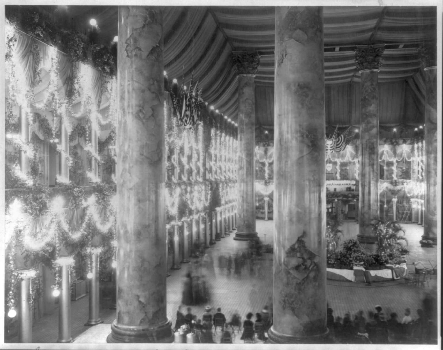 Interior of Inaugural ballroom. Photo by Frances B. Johnston, 1901. http://hdl.loc.gov/loc.pnp/cph.3a47103