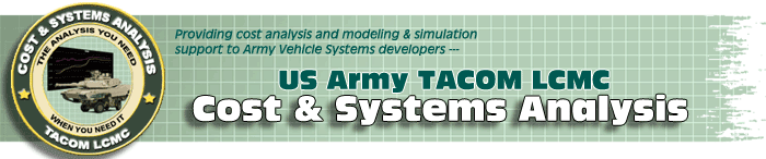US Army TACOM LCMC Cost & Systems Analysis banner