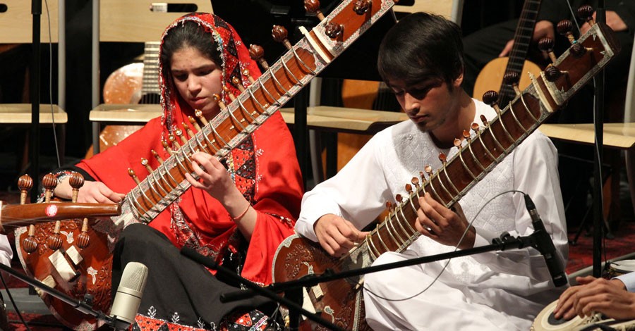 Musicians with the Afghanistan National Institute of Music perform during the organization's winter gala in Kabul, Afghanistan, February 1, 2013. [State Department photo/ Public Domain]