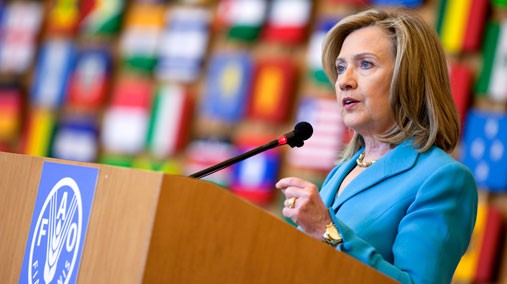 Secretary Clinton delivers remarks on food security at FAO, Rome, May 6, 2011. [FAO]