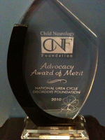 National Urea Cycle Disorders Foundation receives 2010 Child Neurology Foundation Advocacy Award