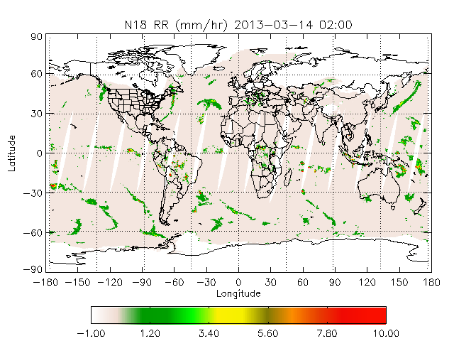 Rain Rate from NOAA-N, desending Orbit