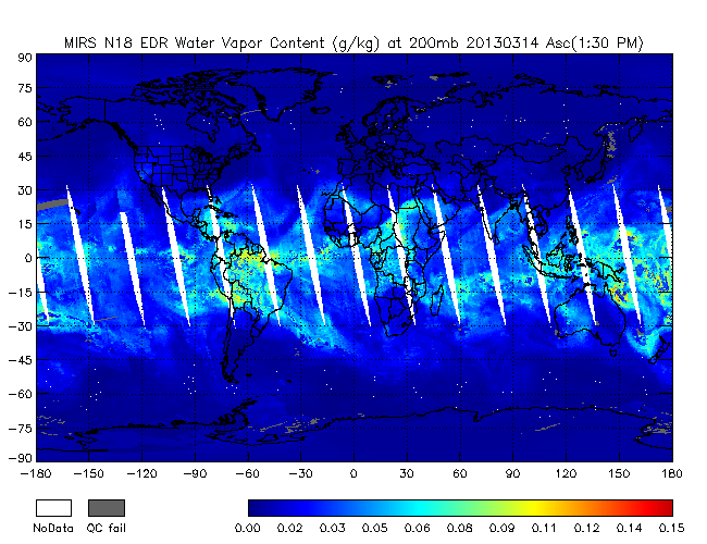 200mb Water Vapor from NOAA-18, Ascending Orbit