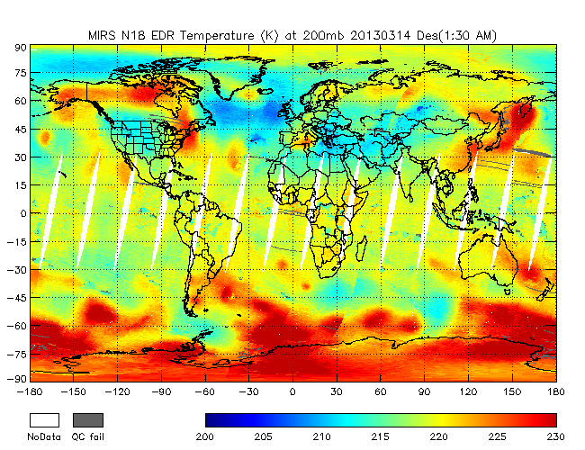 200mb Temperature from NOAA-18, Descending Orbit