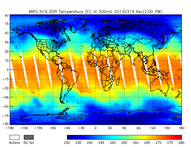 500mb Temperature from NOAA-19, Ascending Orbit