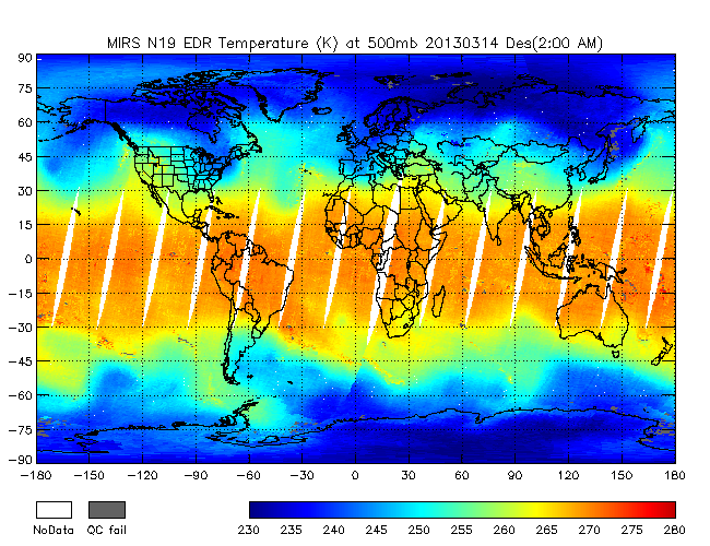 500mb Temperature from NOAA-19, Descending Orbit