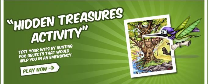 Hidden Treasure Activity - Test your wits by hunting for objects that would help you in an emergency. Play Now!