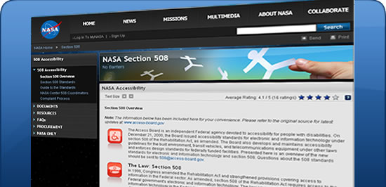 NASA Website Screen Shot