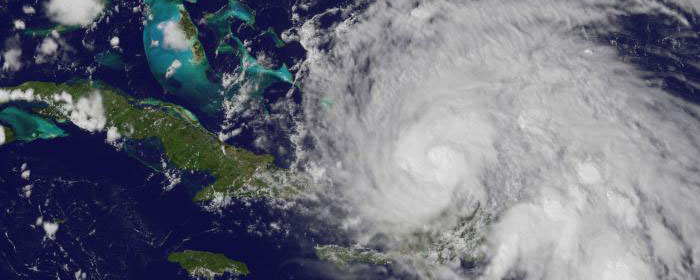 aerial view of hurricane over the Atlantic