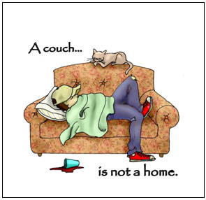 Illustration of youth sleeping on a couch