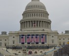 Workers make final preparation for the inauguration at the U.S. Capitol.