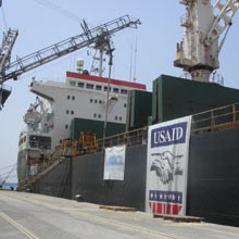Photo: The M/V Free Atlas in the Port of Aqaba, Jordan, carrying a shipment of food aid bound for Iraq