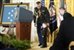 Colin Romesha, son of former Army Staff Sgt. Clinton L. Romesha, stands briefly at the podium during the Medal of Honor ceremony for his father at the White House in Washington, D.C., Feb. 11, 2013. Romesha received the Medal of Honor for his actions during a daylong firefight in Afghanistan in October 2009. U.S. Army photo by Staff Sgt. Teddy Wade