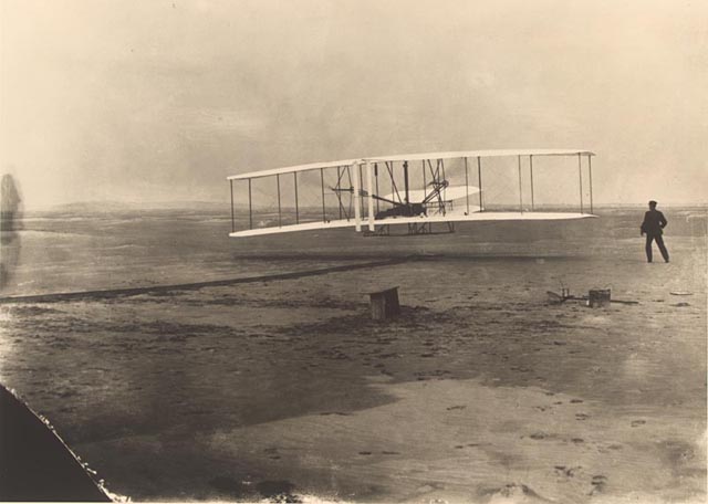 Image description: Today is Wright Brothers Day, commemorating the first successful airplane flight in 1903. This photo shows that feat. Learn about the first flight.
Photo by John T. Daniels, Library of Congress Prints and Photographs Division