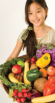 Image of a girl with vegetables basket